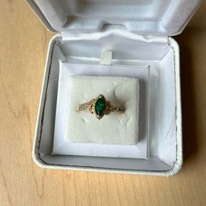 14k Gold Over Silver Lab-Created
Emerald & White Sapphire Marquise Halo
Ring